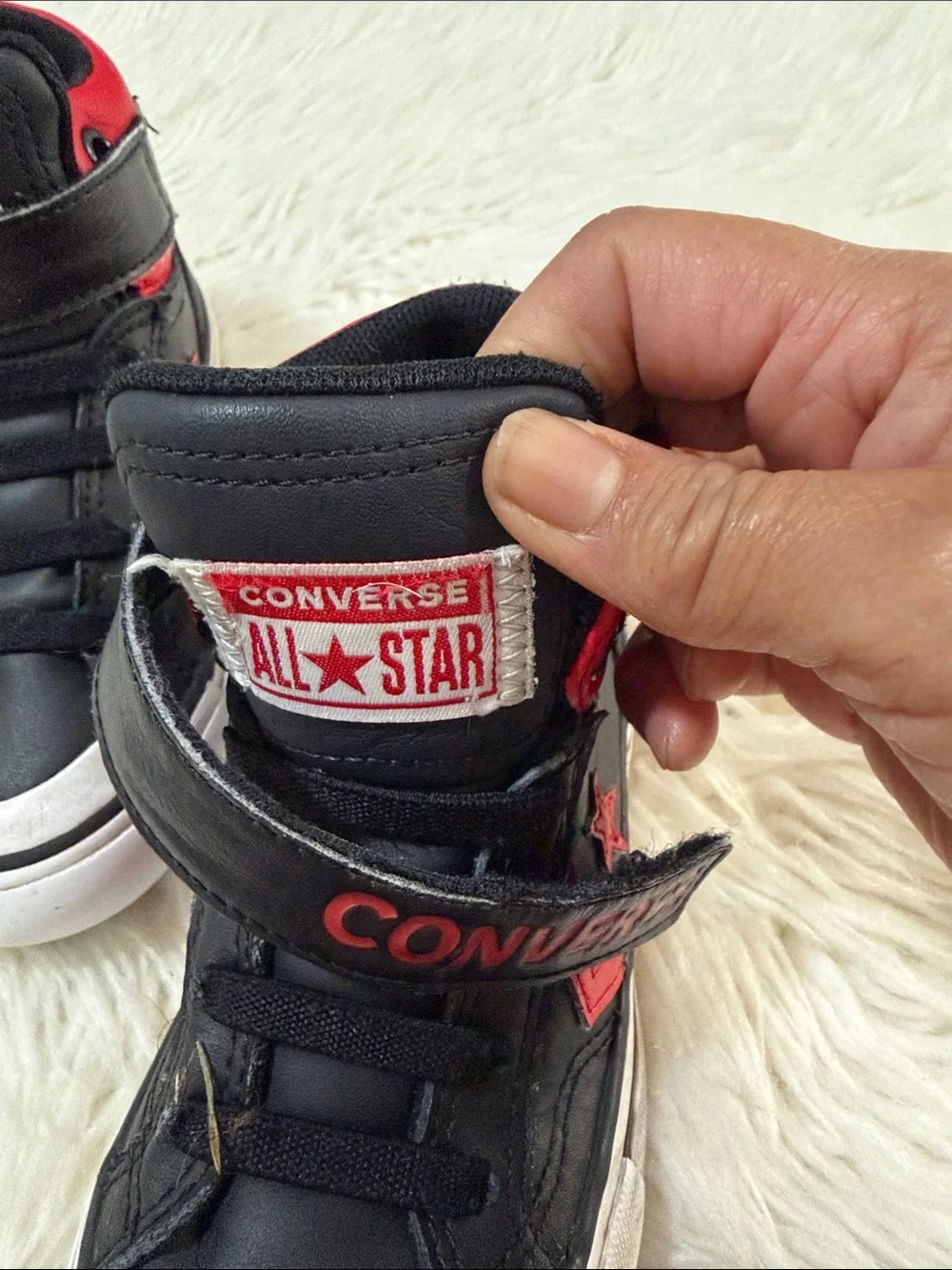 Converse Kids Black and Red High-Top Sneakers with Strap